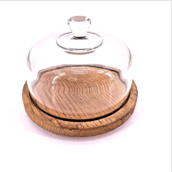 Vintage Wood Glass Cheese Cupcake Display Dome - Picture 2 of 9